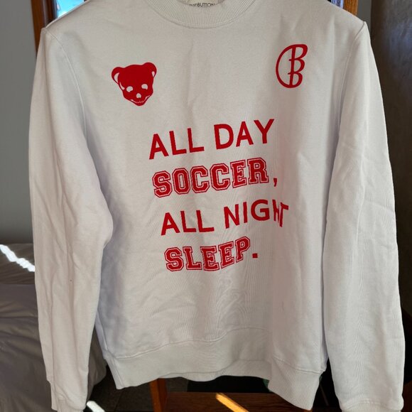 pushBUTTON YOOX White Soccer Sweatshirt Unisex Small - Picture 1 of 5